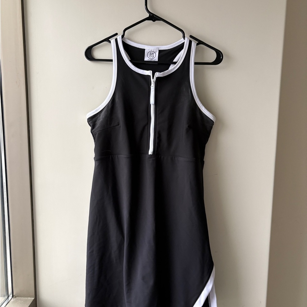 Sage Black and White Zip-Front Romper